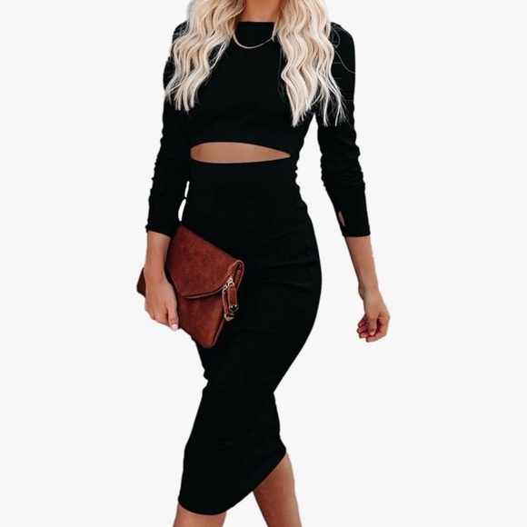 Black cut out dress long sleeve - Picture 2 of 2